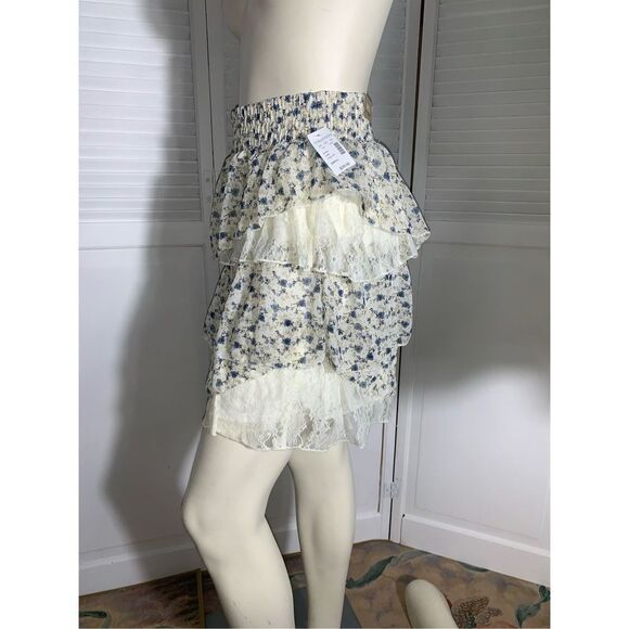NWT Maurices Floral Cottagecore Chiffon Layered Lace Mini Skirt Small - Picture 7 of 12